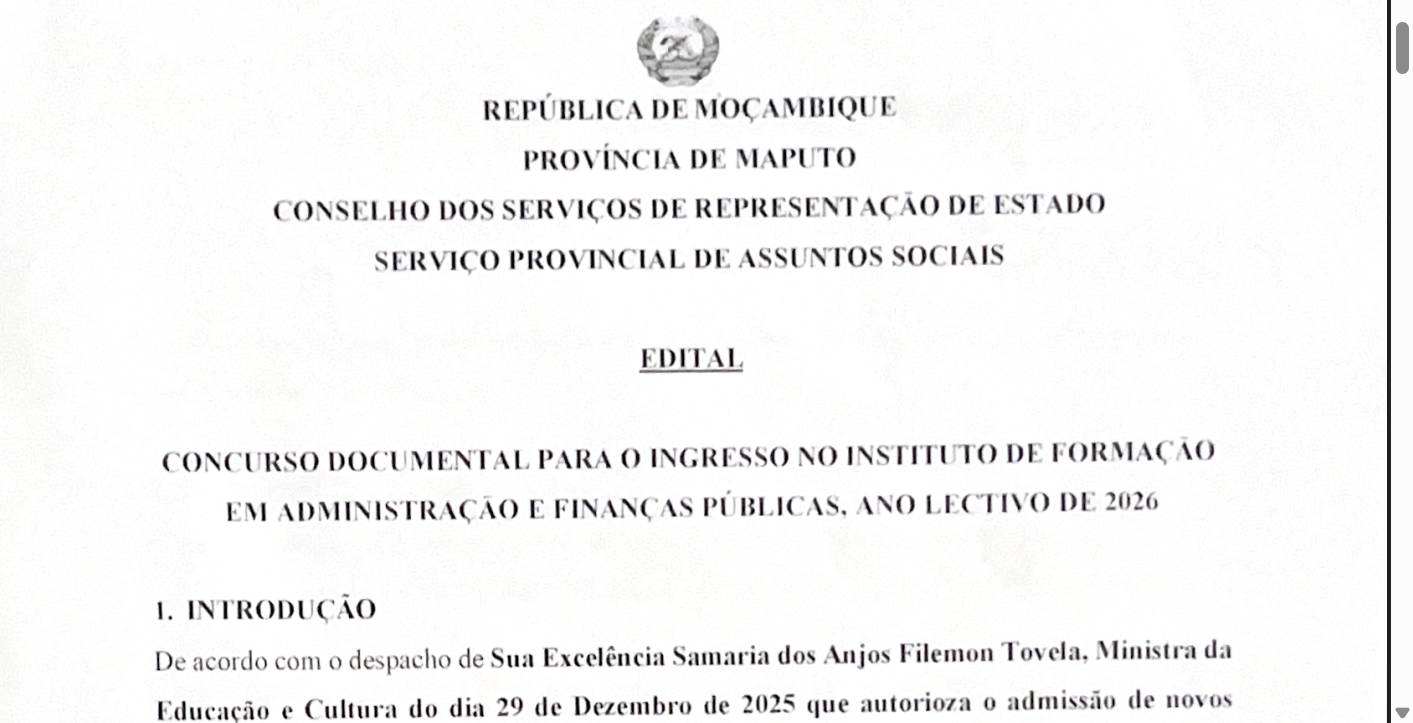 EDITAL DE CONCURSO DOCUMENTAL PARA INGRESSO NO INSTITUTO DE FORMAÇÃO EM ADMINISTRAÇÃO E FINANÇAS PUBLICAS