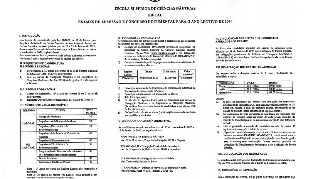 ESCOLA SUPERIOR DE CIÊNCIAS NÁUTICAS