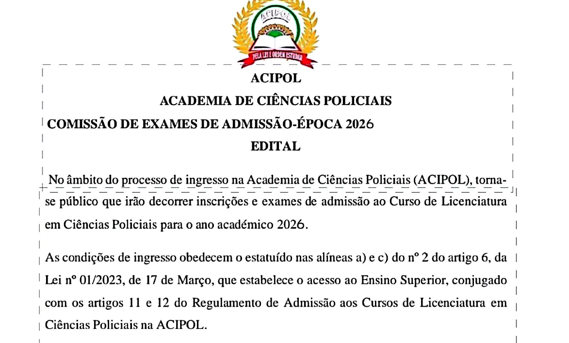 Edital da Academia de Ciências Policias (ACIPOL)
